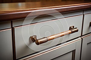 vintage handle replacements on kitchen drawers