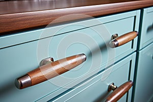 vintage handle replacements on kitchen drawers photo