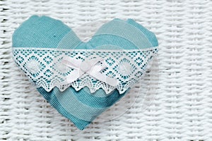 Vintage handmade plush turquoise heart