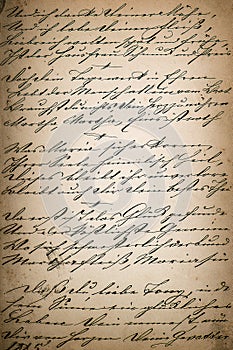 vintage handwriting. page of old poetry book. aged paper background photo