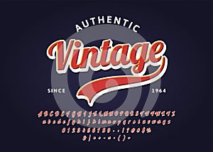 Vintage handwritten lettering headline font. Authentic Retro t-shirt logo. Vector script typeface