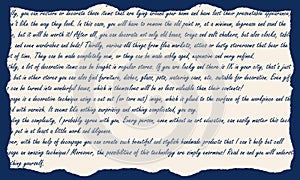 Vintage Handwritten Text on Torn Paper: Vector Illustration