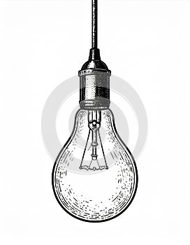 Vintage Hanging Lightbulb Illustration