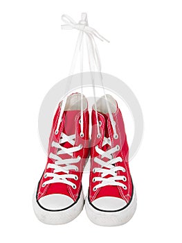 Vintage hanging red shoes