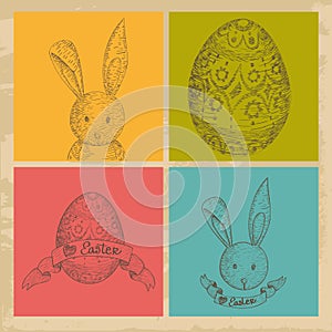 Vintage Happy Easter elements set
