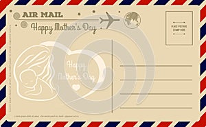 Vintage Happy Mother`s Day Postcard. Vector illustration