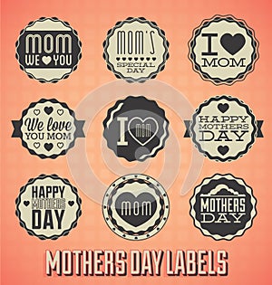 Vintage Happy Mothers Day Labels and Icons