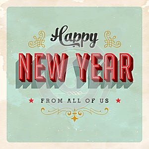 Vintage Happy New Year from All of Us Greeting card.