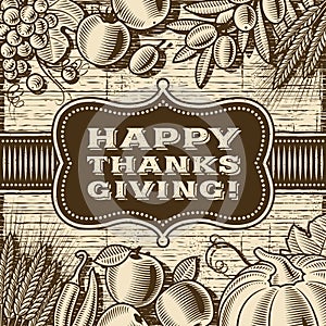 Vintage Happy Thanksgiving Card Brown