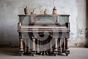vintage harmonium with aged wood and patina