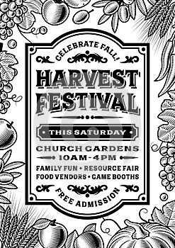 Vintage Harvest Festival Poster Black And White.