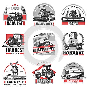 Vintage Harvesting Emblems Set