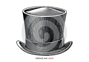 Vintage hat  hand draw engraving style black and white clipart isolated on white background2