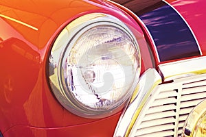 Vintage headlight red car