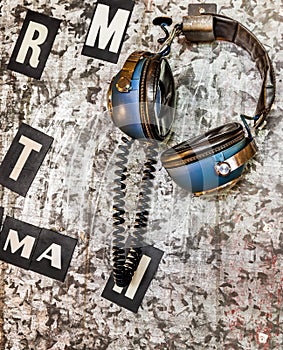 Vintage Headphones with Letters