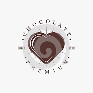 Vintage heart love chocolate logo icon vector