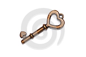 Vintage Heart Shaped Bronze Key