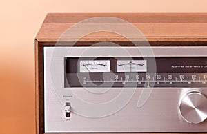 Vintage hi-fi Stereo Tuner in wooden cabinet