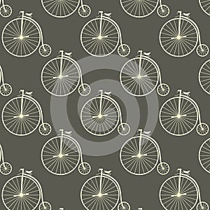 Vintage high wheeler seamless pattern
