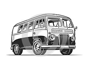 Vintage hippie van template