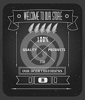 Vintage hipster invitation store design with cross lines. Quality products