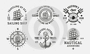 Vintage hipster Nautical logo templates