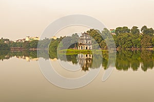 Vintage Hoan Kiem Lake, Hanoi, North Vietnam