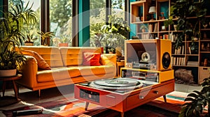 Vintage Home Decor Retro Living Room and Record Player