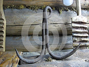 Vintage homemade metal hook for hunting anchor pointed harpoons traditional weapons