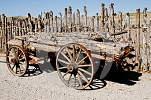 Vintage horse log hauling wagon