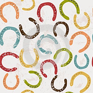 Vintage horseshoes seamless pattern