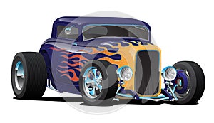 Vintage Hot Rod Car with Classic Flames Isolated Vector Illustration