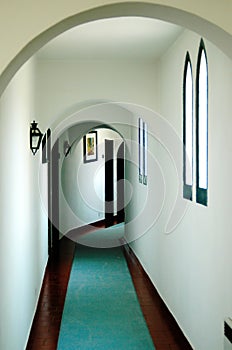 Vintage hotel corridor
