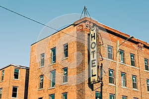 Vintage hotel sign in Corktown, Detroit, Michigan