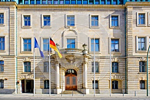 Vintage house facade windows pattern in Berlin Germany