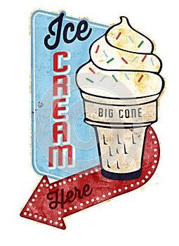 Vintage Ice Cream Tin Sign photo
