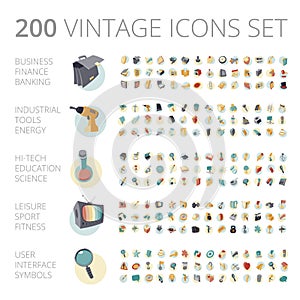 Vintage icons set for business and technology.