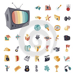 Vintage icons set for entertainment