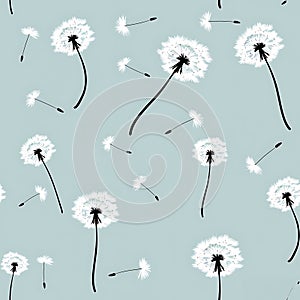 Vintage Illustrated Dandelion Wishes in a Repeating Pattern