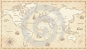 Vintage Illustrated World Map photo