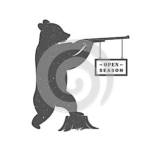 Vintage Illustration of Bear with Gun