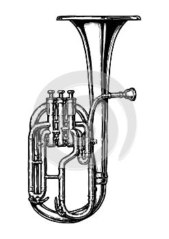 Vintage illustration of Tenor horn photo