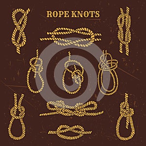 Vintage illustrations of nautical rope knots collection