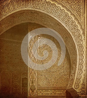 Vintage image of Ancient doors, Morocco