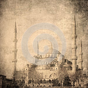Vintage image of Blue Mosque, Istambul photo