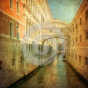 Vintage image of Bridge of Sighs, Venice