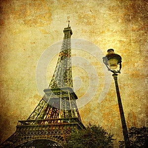 Vintage image of Eiffel tower, Paris, France