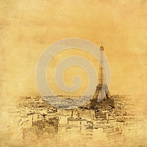 Vintage image of Eiffel tower, Paris, France