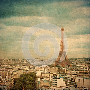 Vintage image of Eiffel tower, Paris, France