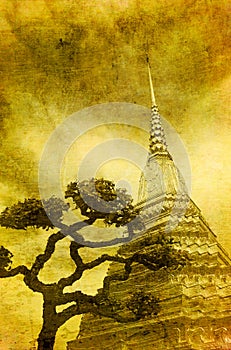 Vintage image of Golden stupa